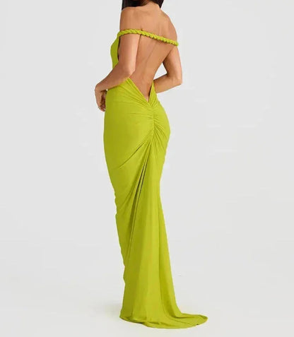 Vestido largo espalda descubierta con tirantes trenzados para fiesta