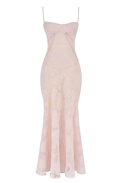 Vestido largo mujer encaje floral con tirantes ajustables gala