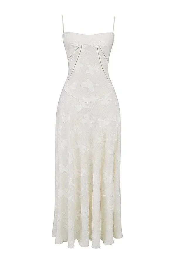 Vestido largo mujer encaje floral con tirantes ajustables gala