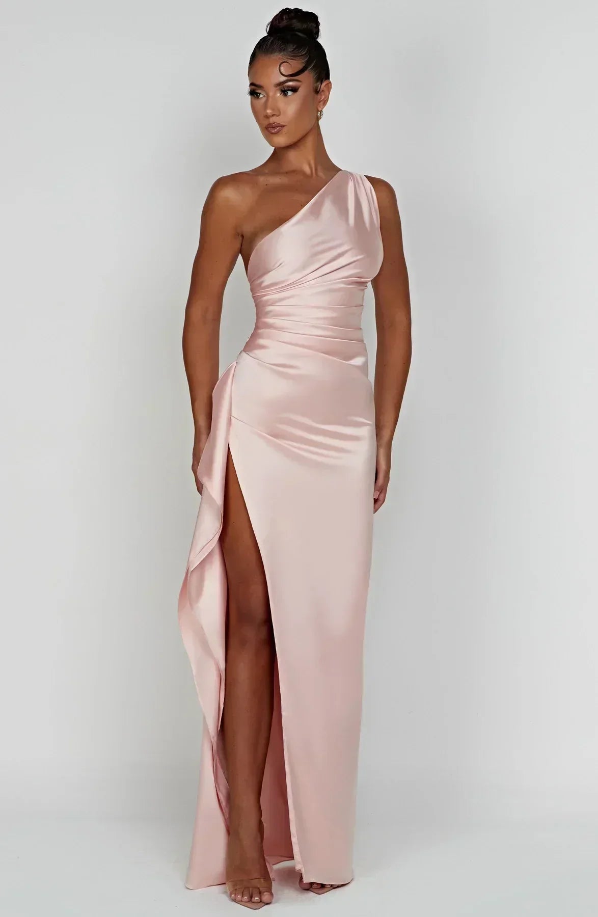 Vestido largo mujer asimétrico con abertura elegante