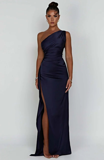 Vestido largo mujer asimétrico con abertura elegante