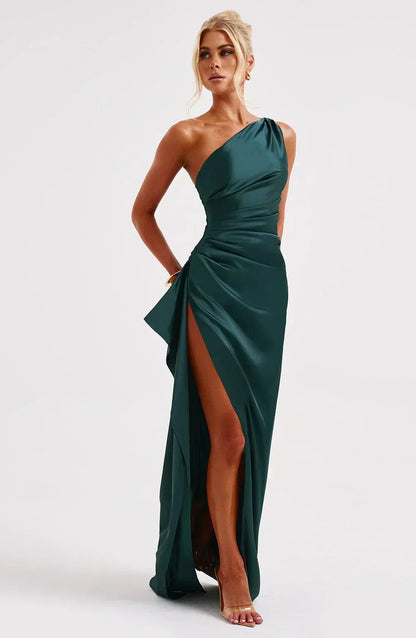 Vestido largo mujer asimétrico con abertura elegante