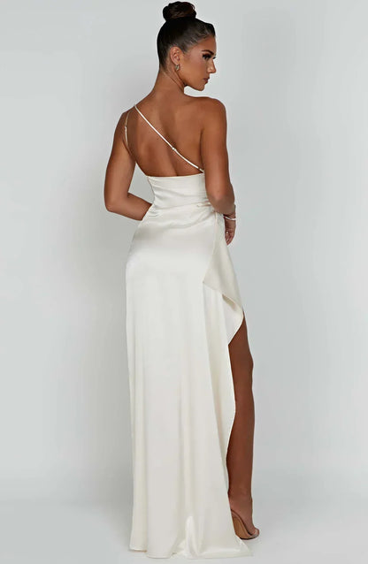 Vestido largo mujer asimétrico con abertura elegante