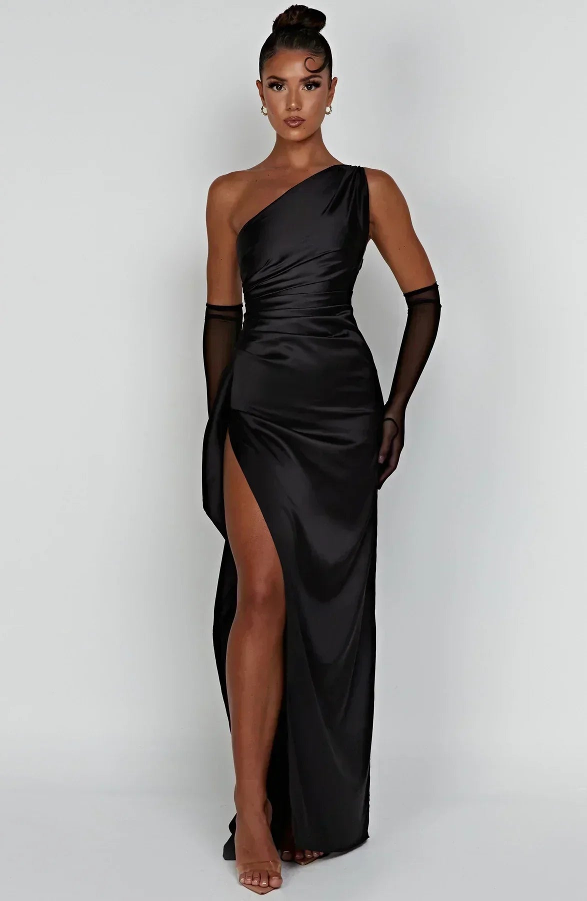 Vestido largo mujer asimétrico con abertura elegante