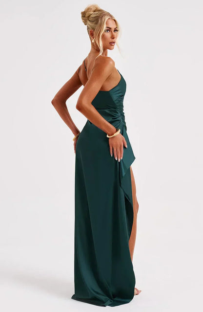 Vestido largo mujer asimétrico con abertura elegante