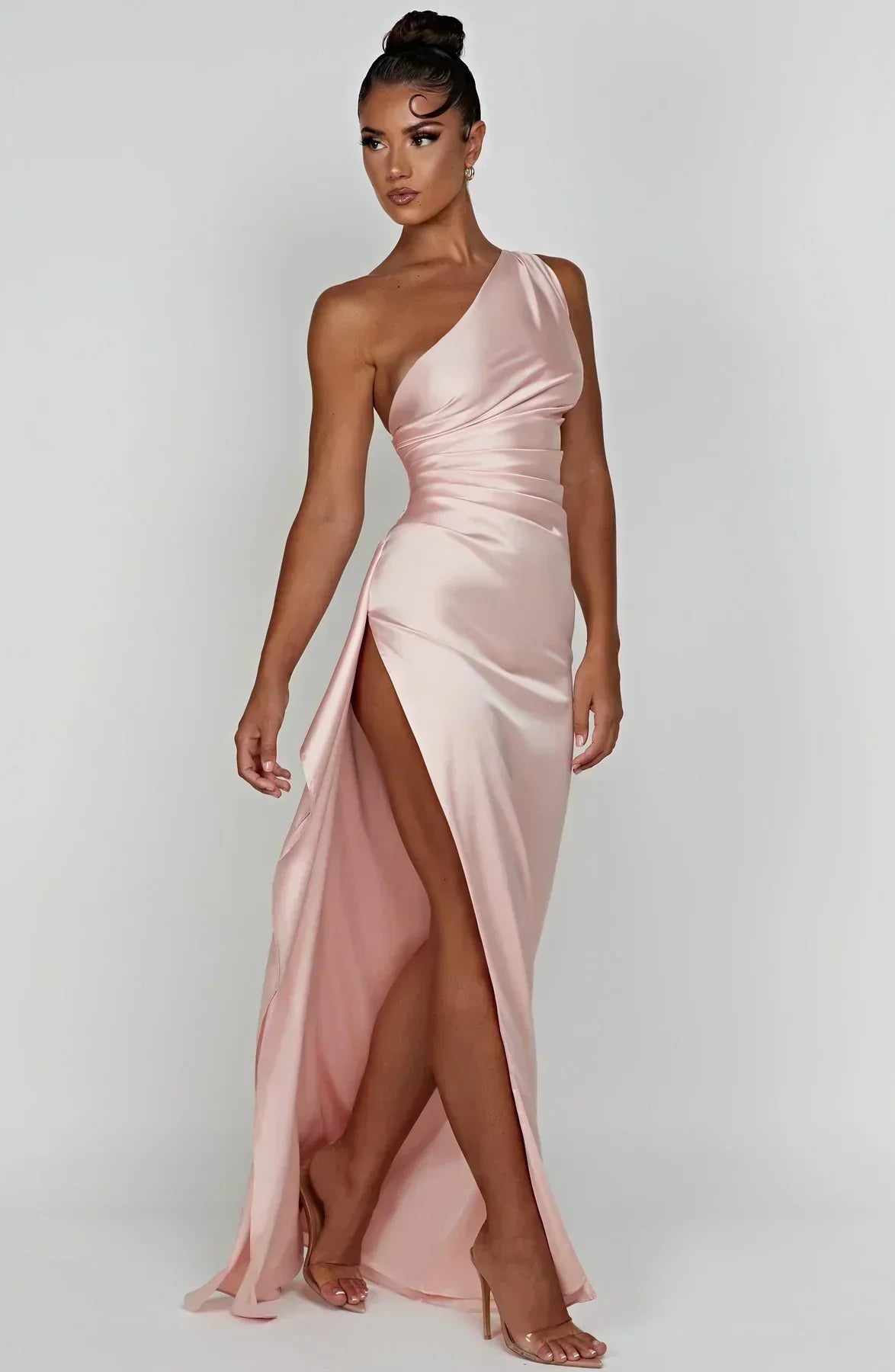 Vestido largo mujer asimétrico con abertura elegante