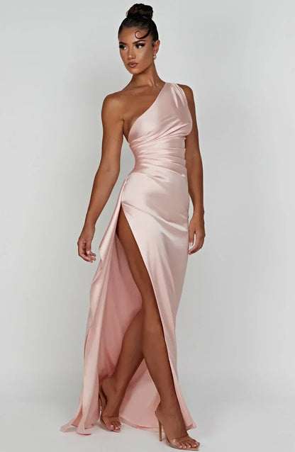 Vestido largo mujer asimétrico con abertura elegante