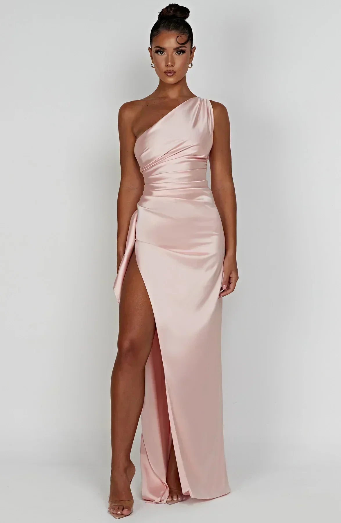 Vestido largo mujer asimétrico con abertura elegante