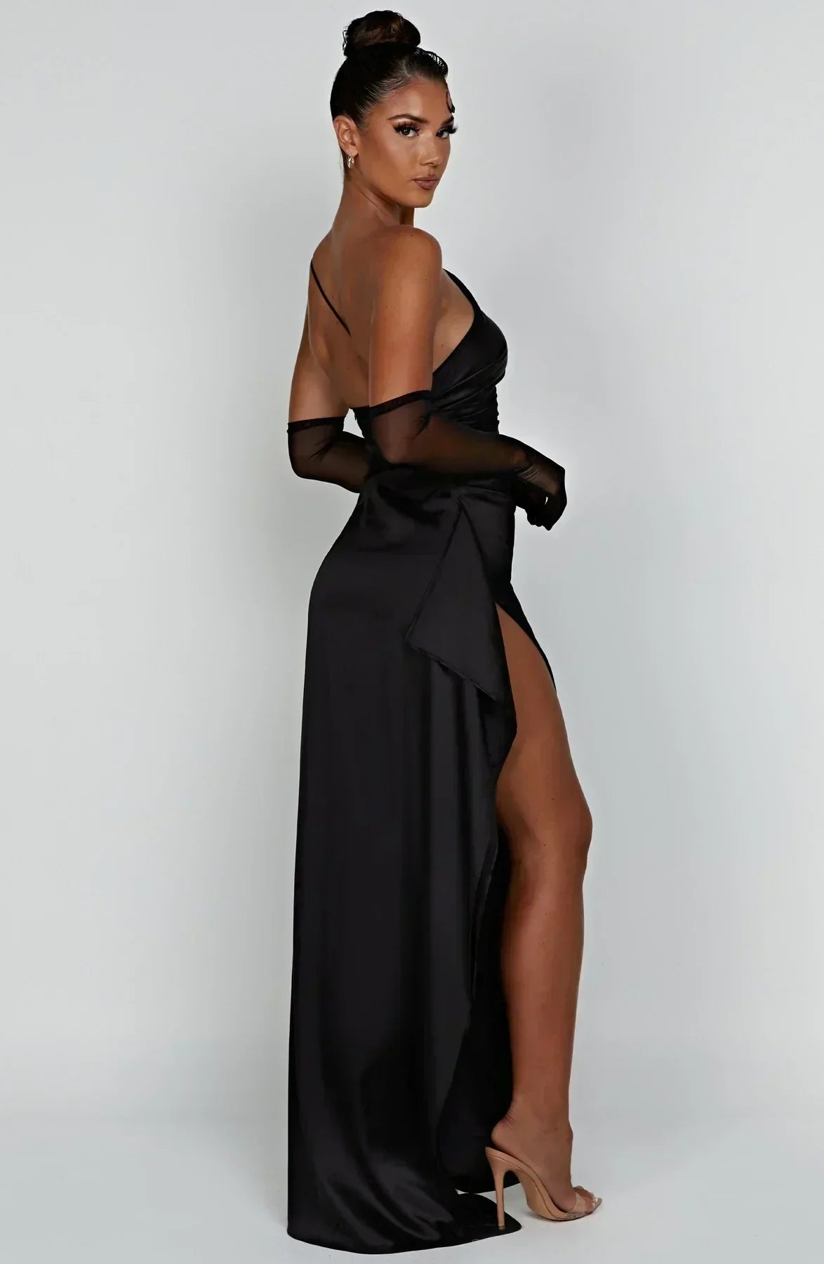 Vestido largo mujer asimétrico con abertura elegante