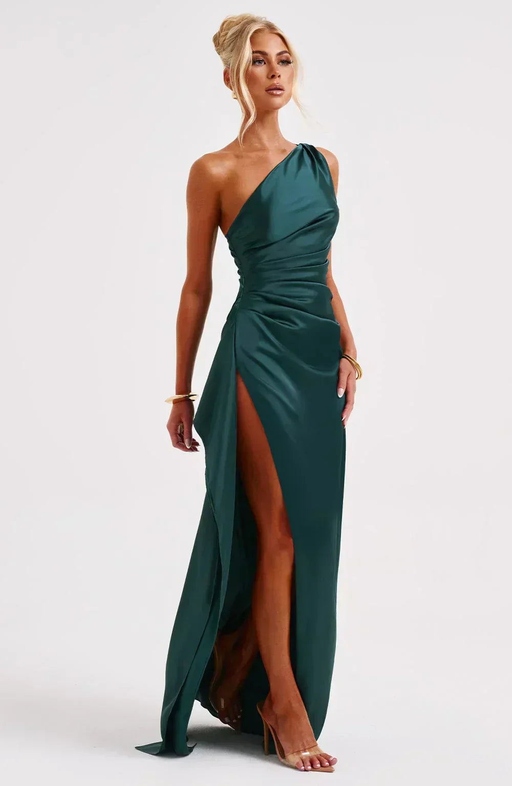 Vestido largo mujer asimétrico con abertura elegante