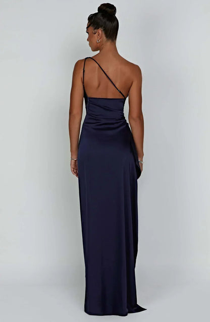 Vestido largo mujer asimétrico con abertura elegante
