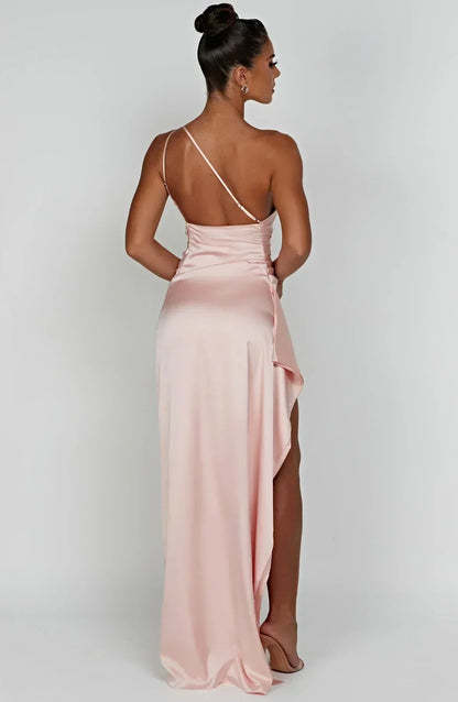 Vestido largo mujer asimétrico con abertura elegante