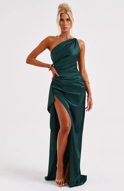Vestido largo mujer asimétrico con abertura elegante