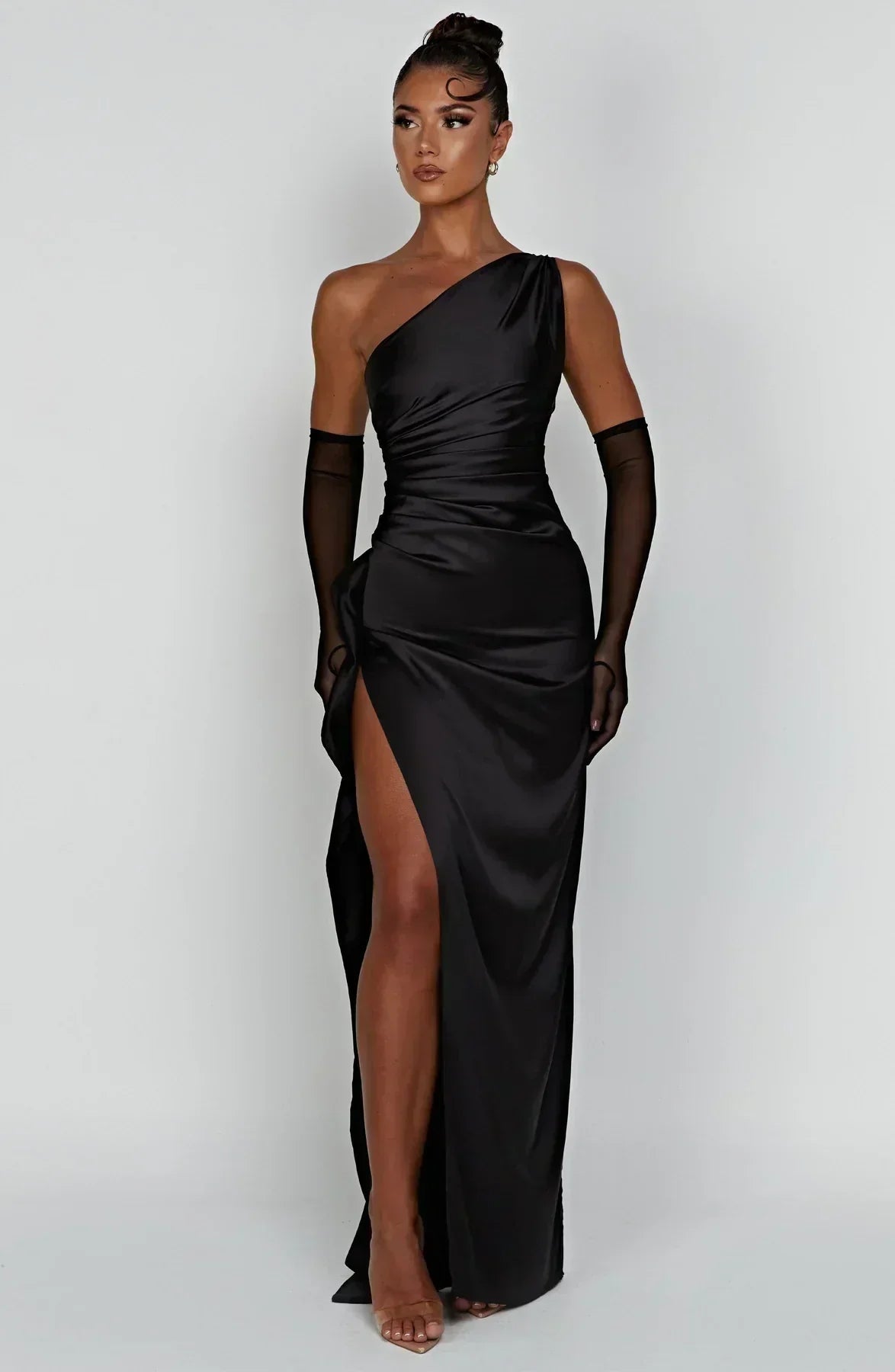 Vestido largo mujer asimétrico con abertura elegante