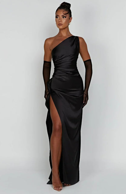 Vestido largo mujer asimétrico con abertura elegante