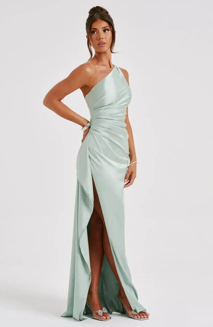 Vestido largo mujer asimétrico con abertura elegante
