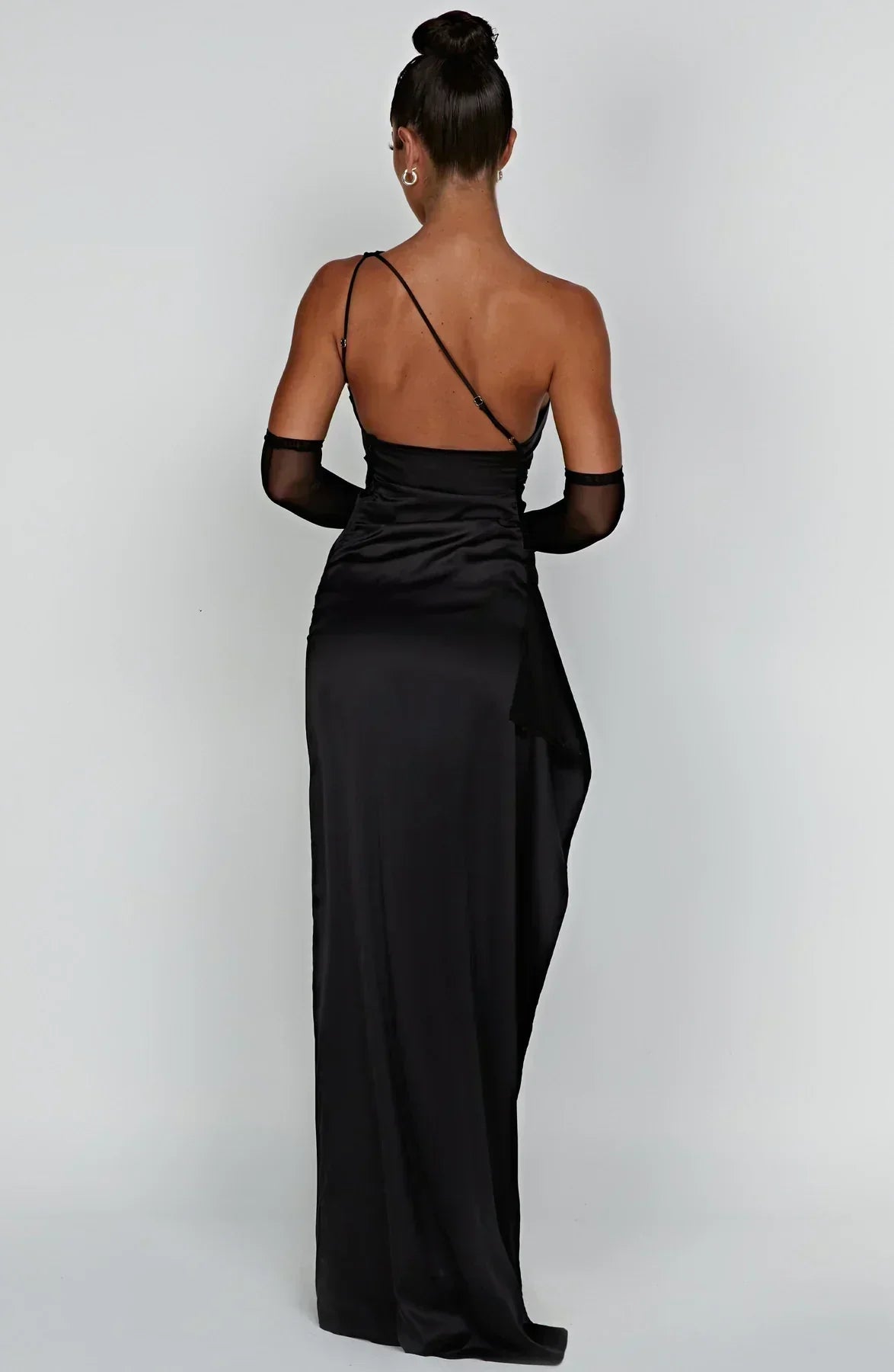 Vestido largo mujer asimétrico con abertura elegante