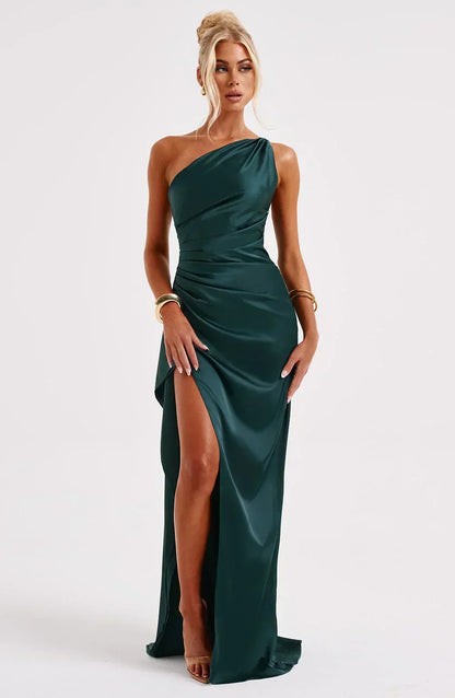 Vestido largo mujer asimétrico con abertura elegante