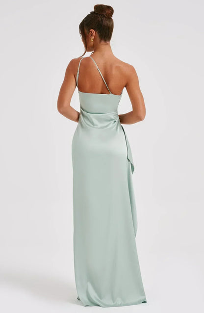 Vestido largo mujer asimétrico con abertura elegante