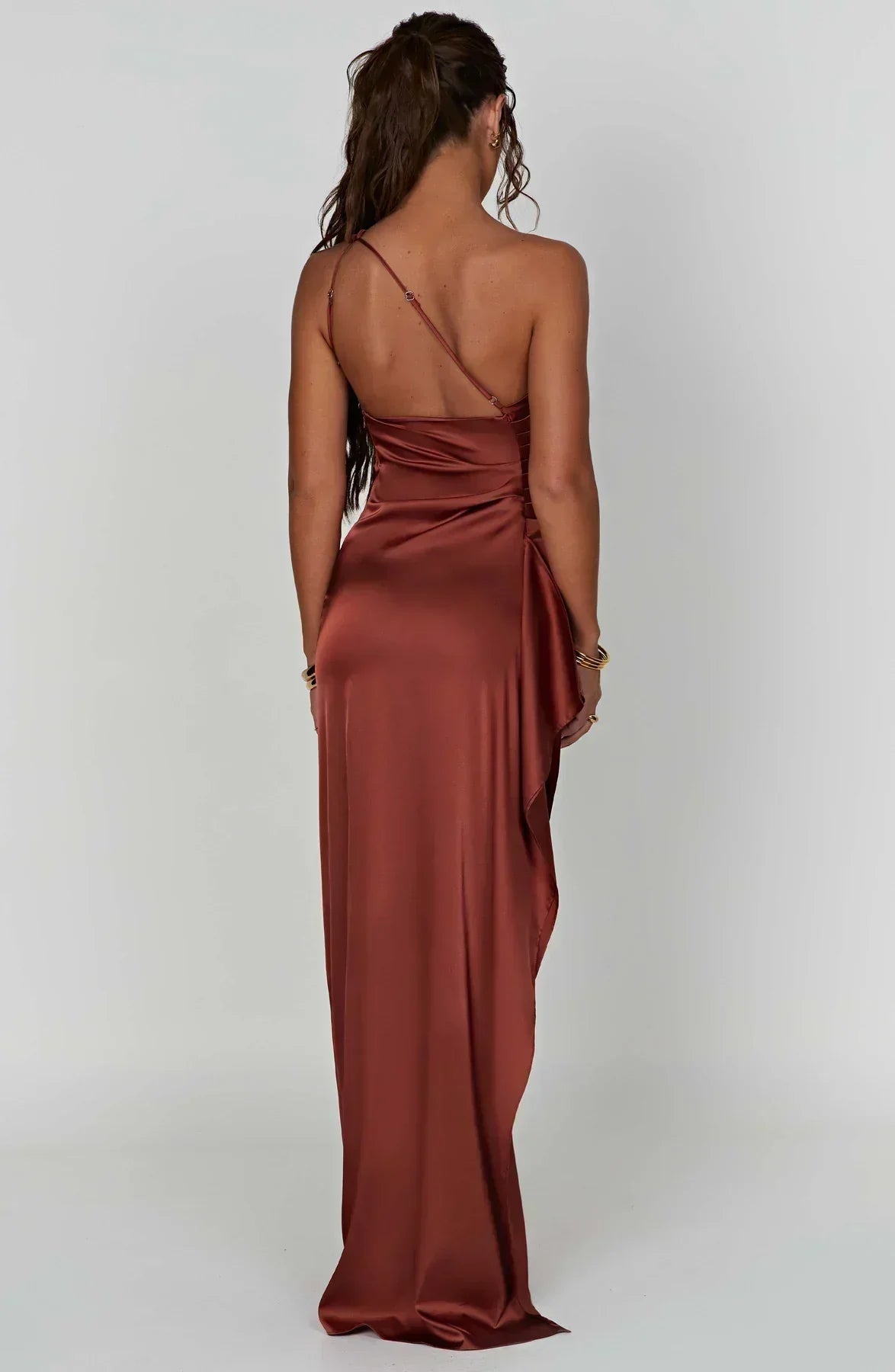 Vestido largo mujer asimétrico con abertura elegante