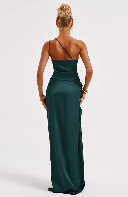 Vestido largo mujer asimétrico con abertura elegante