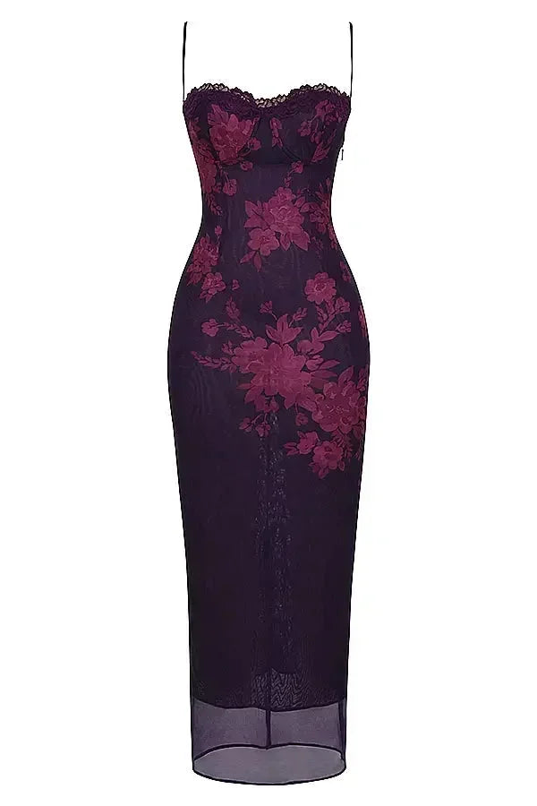 Vestido largo mujer con tirantes ajustables y estampado floral