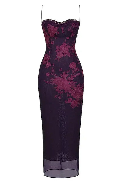 Vestido largo mujer con tirantes ajustables y estampado floral