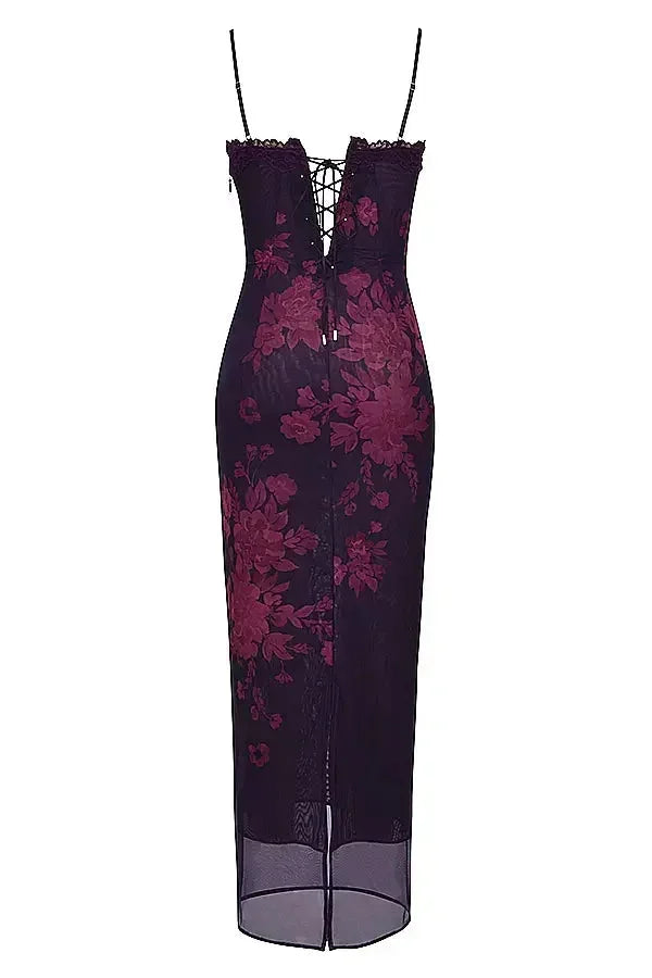 Vestido largo mujer con tirantes ajustables y estampado floral