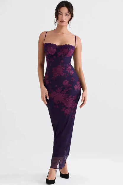 Vestido largo mujer con tirantes ajustables y estampado floral