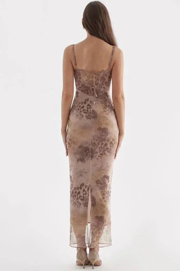Vestido largo mujer con tirantes ajustables y estampado floral
