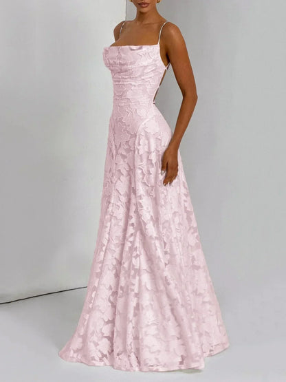 Vestido largo para mujer con tirantes finos y estampado floral