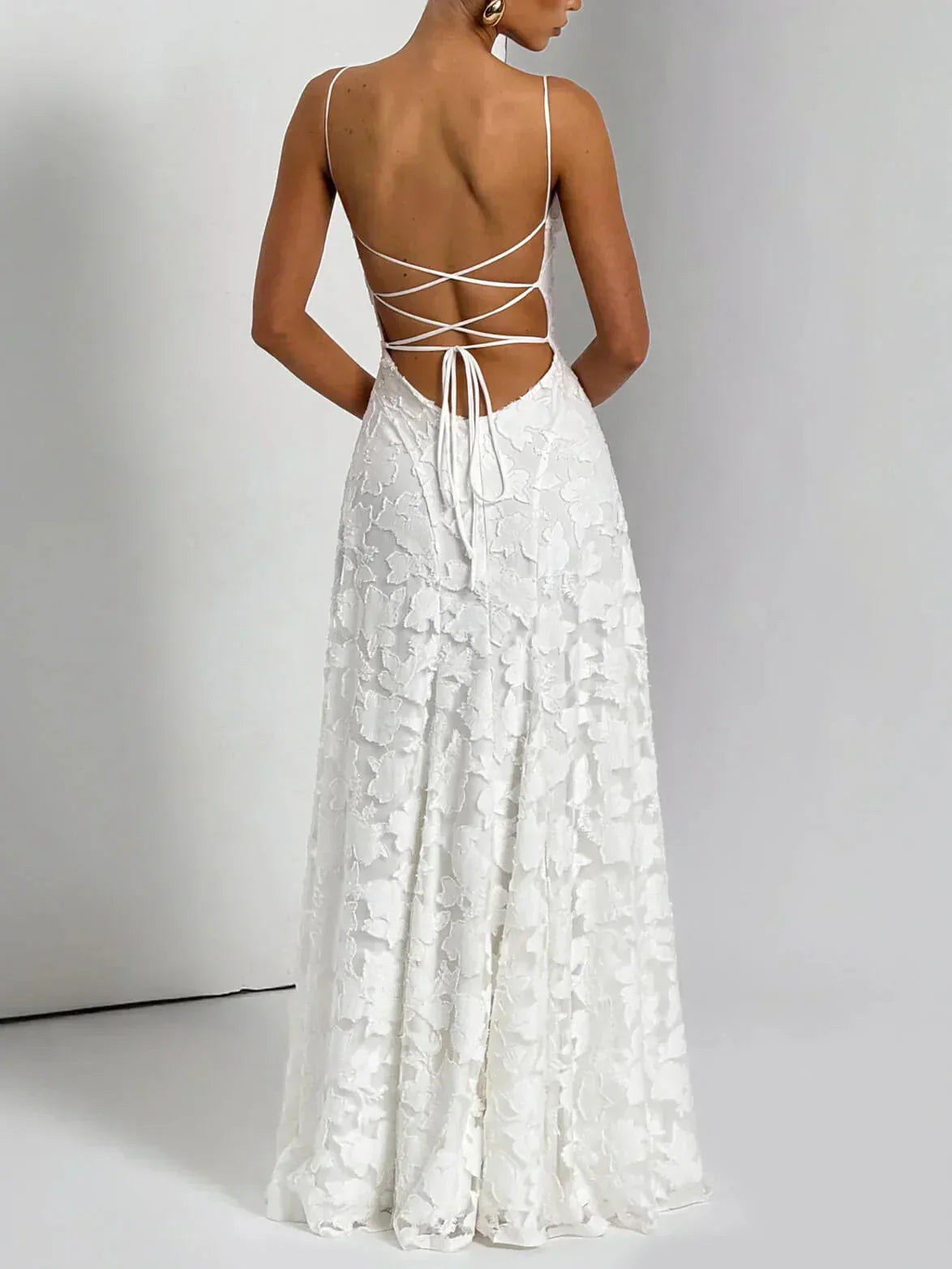 Vestido largo para mujer con tirantes finos y estampado floral