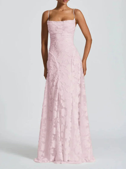 Vestido largo para mujer con tirantes finos y estampado floral