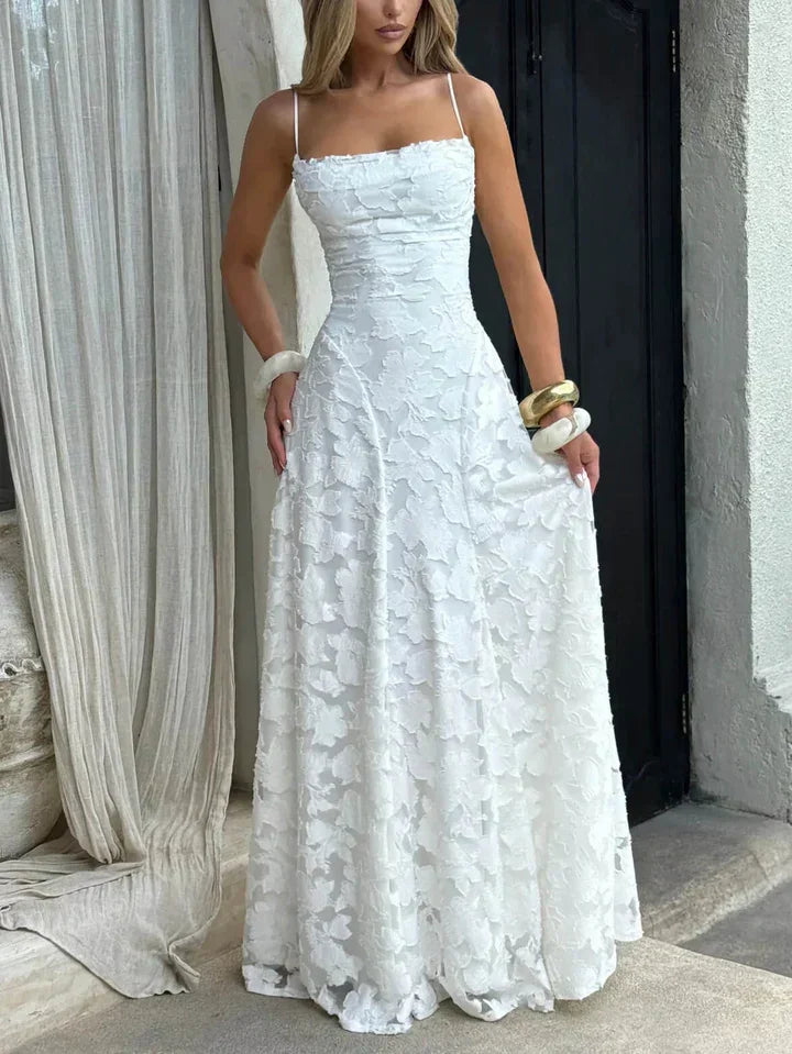 Vestido largo para mujer con tirantes finos y estampado floral