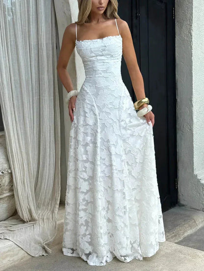 Vestido largo para mujer con tirantes finos y estampado floral