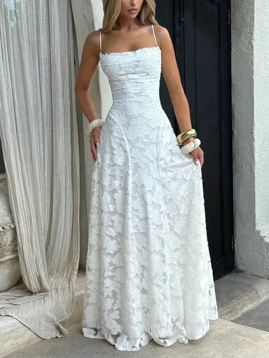 Vestido largo para mujer con tirantes finos y estampado floral