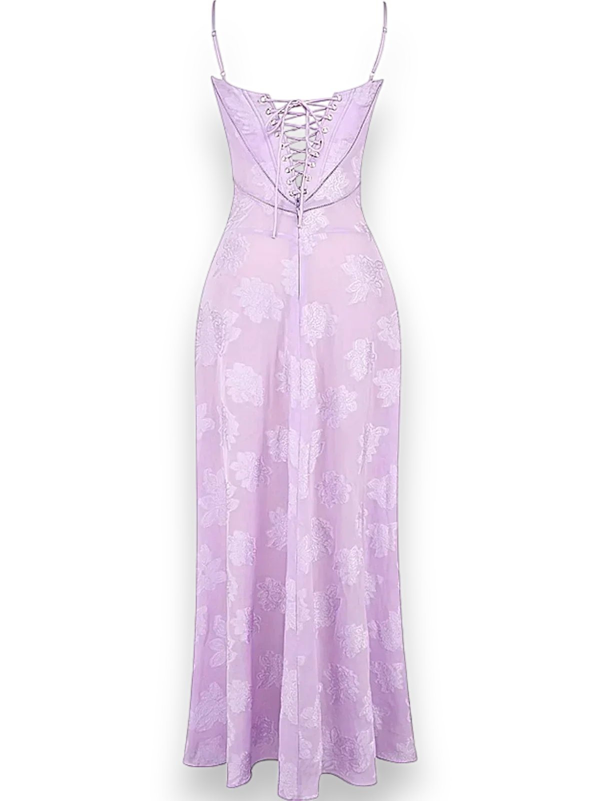 Vestido largo mujer con bordado floral y tirantes finos