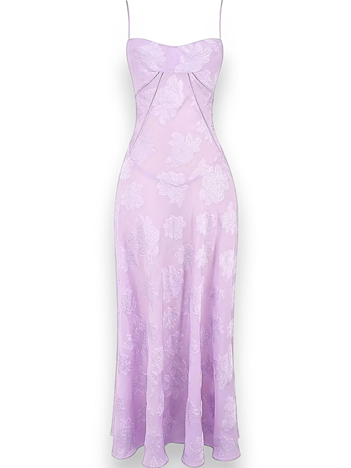 Vestido largo mujer con bordado floral y tirantes finos