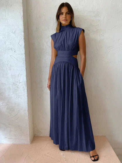 Vestido largo mujer con aberturas y cuello alto