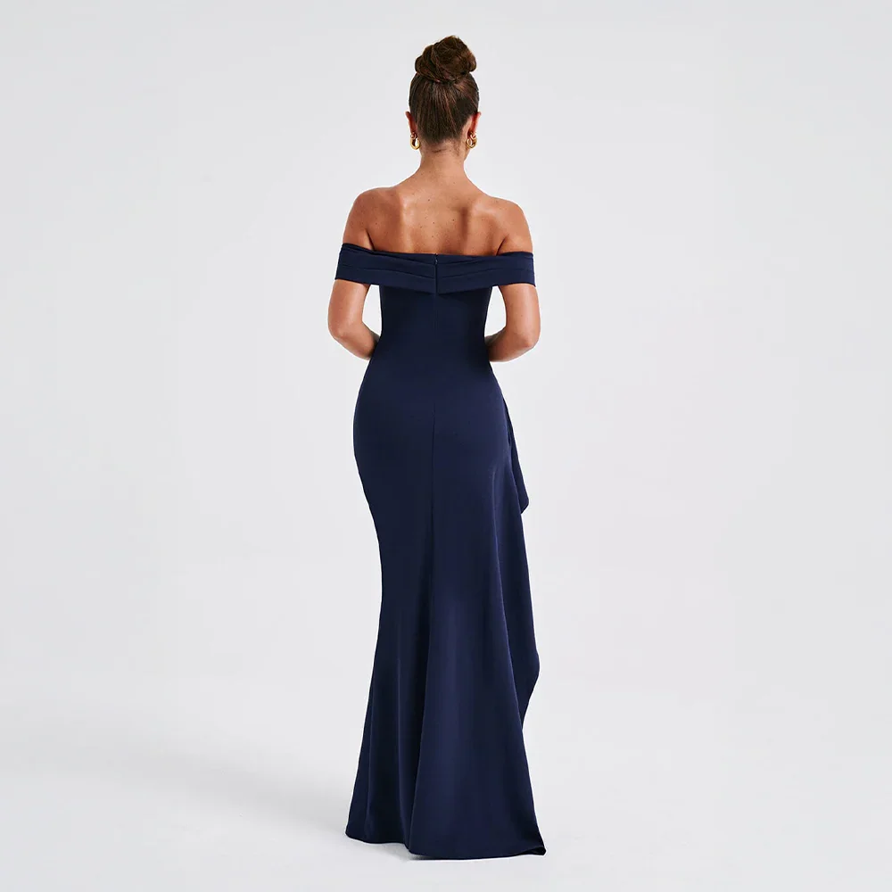 Vestido largo mujer con Hombros descubiertos y abertura