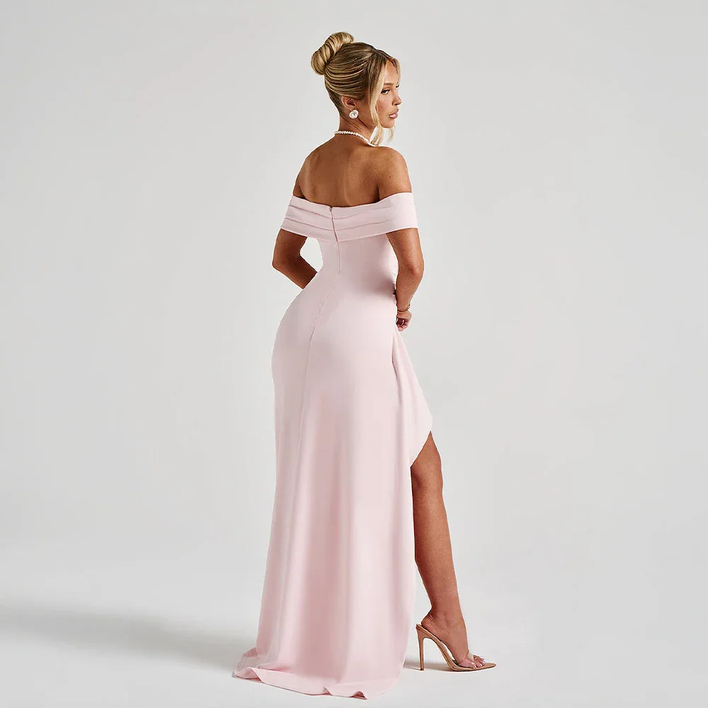 Vestido largo mujer con Hombros descubiertos y abertura