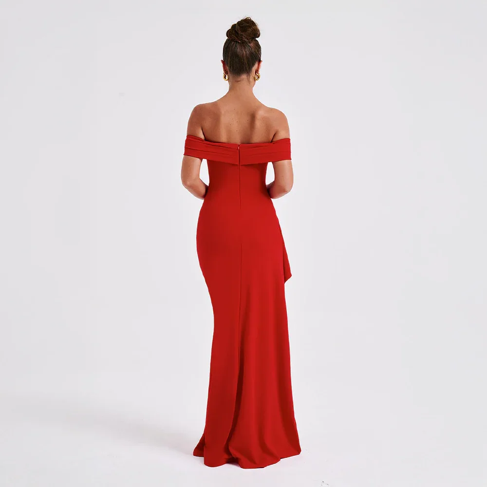 Vestido largo mujer con Hombros descubiertos y abertura