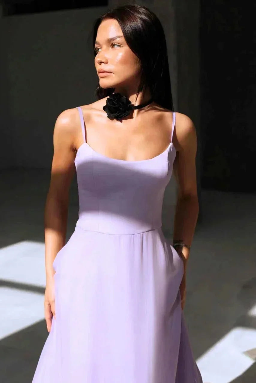 Vestido largo mujer con volantes en el bajo y tirantes finos