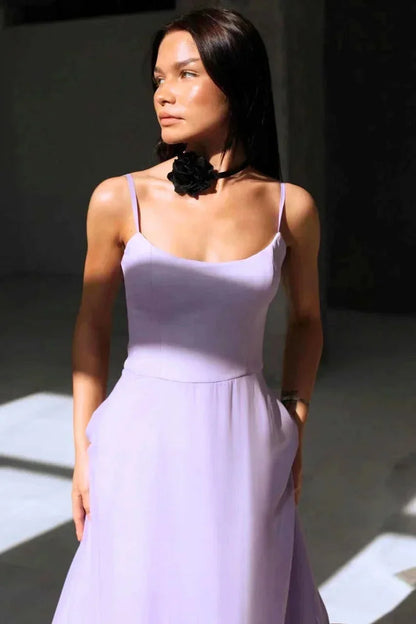 Vestido largo mujer con volantes en el bajo y tirantes finos