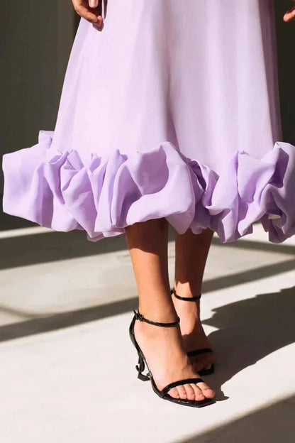 Vestido largo mujer con volantes en el bajo y tirantes finos