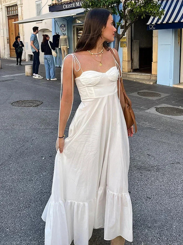 Vestido largo para mujer blanco con tirantes finos