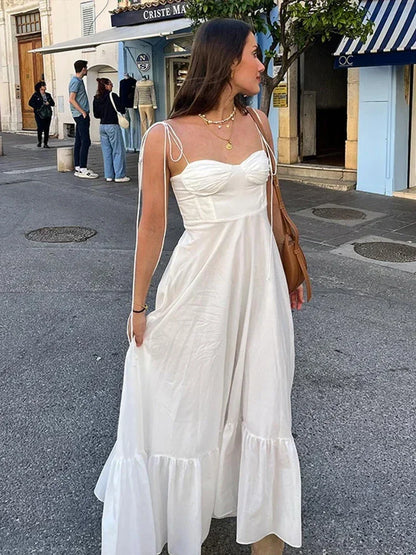 Vestido largo para mujer blanco con tirantes finos