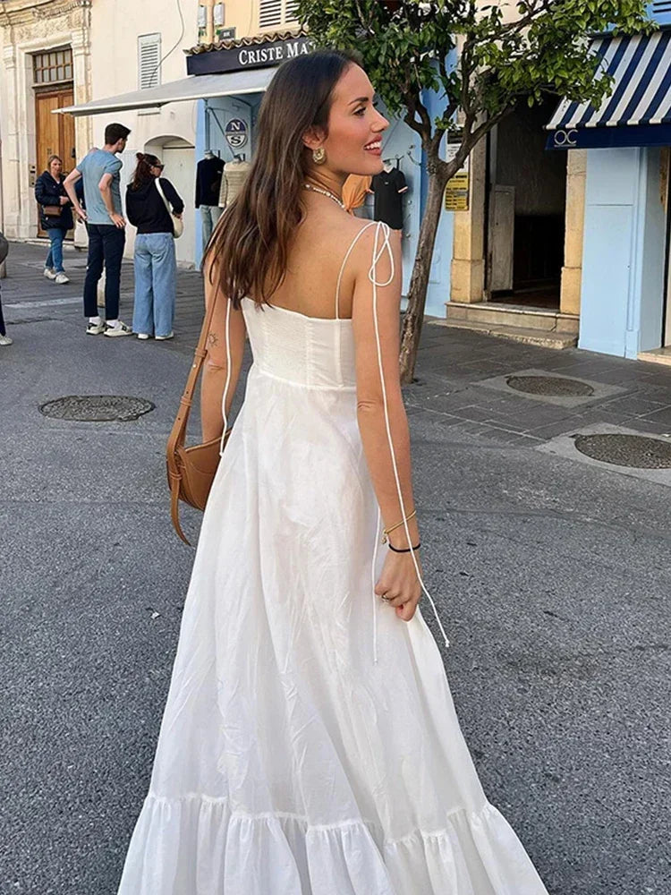 Vestido largo para mujer blanco con tirantes finos
