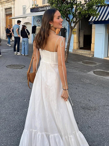 Vestido largo para mujer blanco con tirantes finos