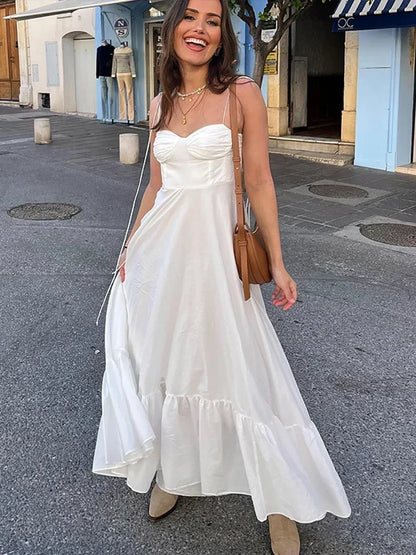 Vestido largo para mujer blanco con tirantes finos